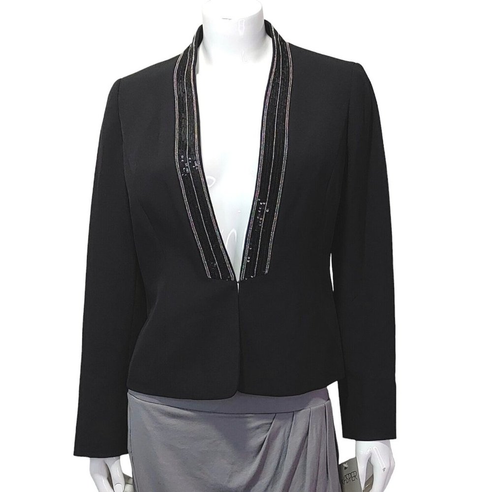 Kasper Open Front Lined Black Blazer Women's Size 6 NEW